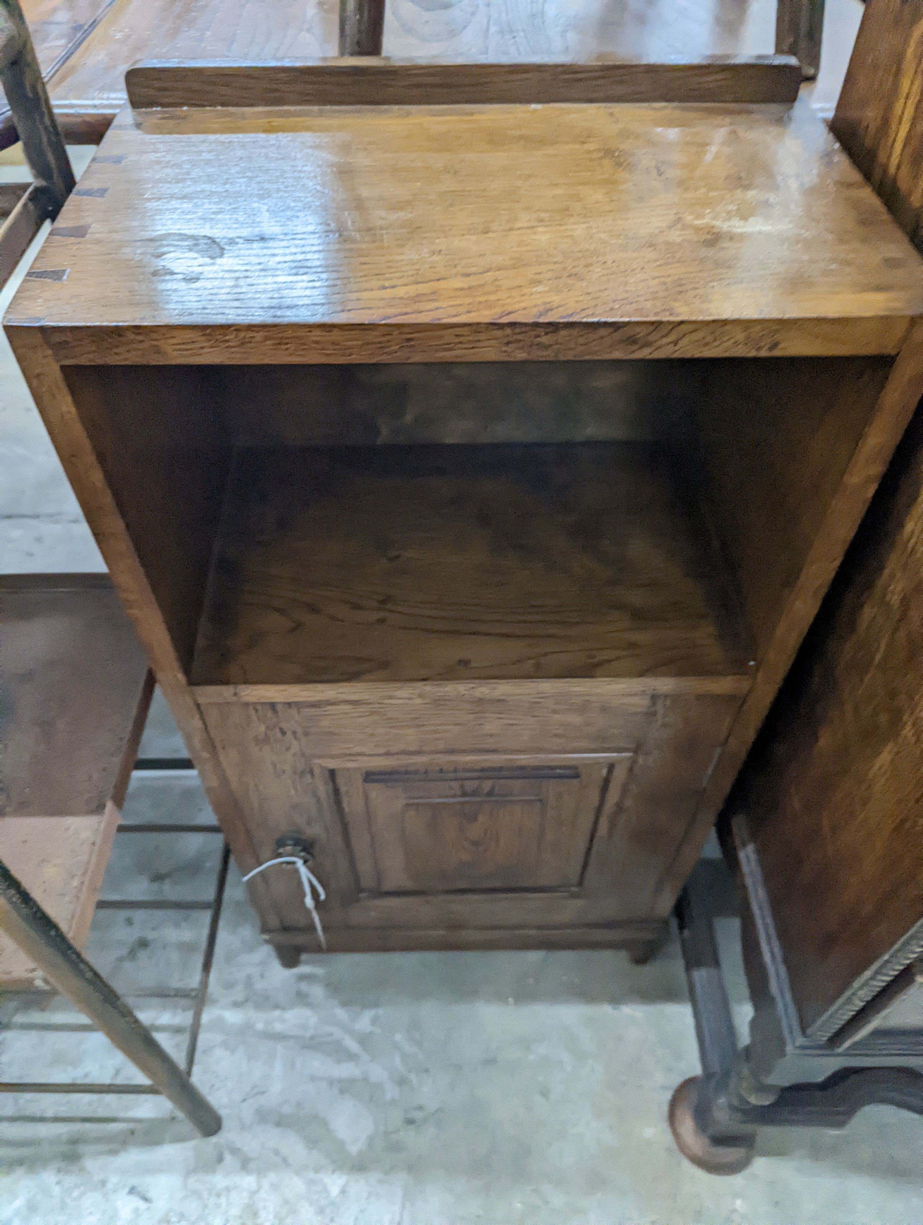 A Cotswold School style bedside cabinet, width 39cm, depth 24cm, height 76cm
